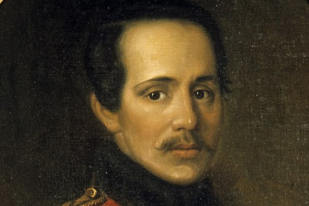 Нарисованный портрет маслом Лермонтова